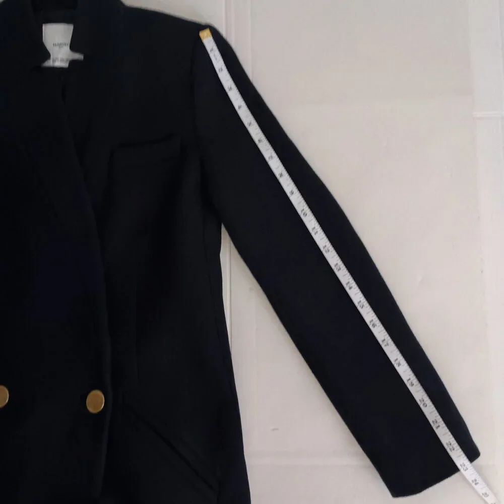 Mango Wool Blend Double Breasted Mid-Thigh Suit Coat Navy Blue Women’s XXS EUC - Picture 13 of 16